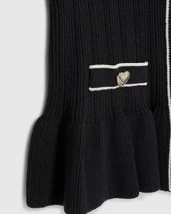 Girls Black Peplum Hem Short Sleeve Top Set