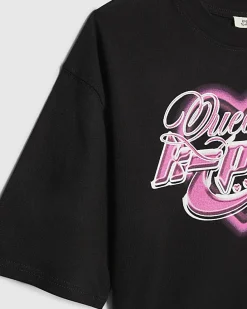 Girls Black Queen Of K-pop Boxy T-Shirt