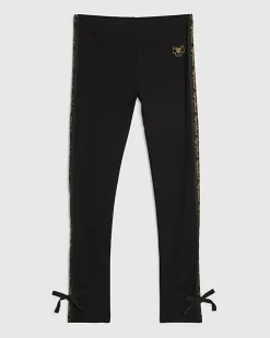 Girls Black RI Bow Leggings
