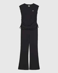 Girls Black Ruched Ribbed Leggings Set