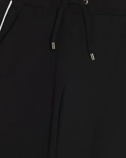 Girls Black Side Stripe Wide Leg Trousers