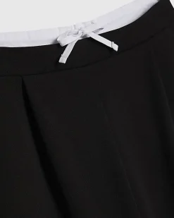 Girls Black Side Stripe Wide Leg Joggers