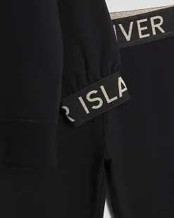 Girls Black Split Back Sweatshirt Set