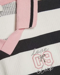 Girls Black Stripe Polo Dress