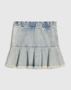 Girls Blue Asymmetric Skirt With Keychain