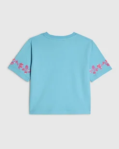 Girls Blue California Floral T-Shirt