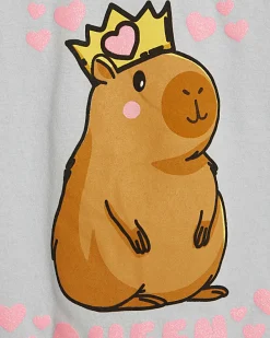 Girls Blue Capybara Queen T-Shirt