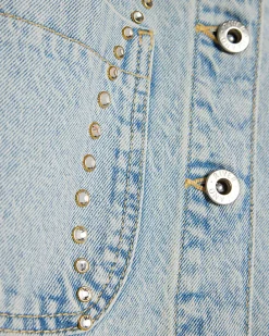 Girls Blue Embellished Denim Jacket
