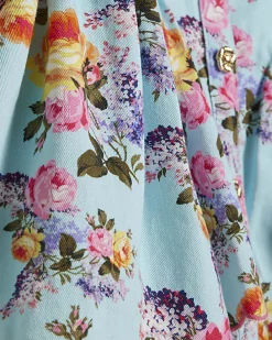Girls Blue Floral Prom Cotton Dress
