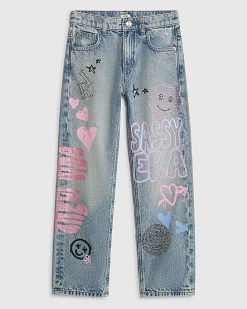 Girls Blue Sassy Era Straight Jeans