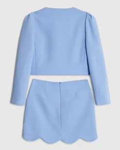 Girls Blue Scallop Skirt Set