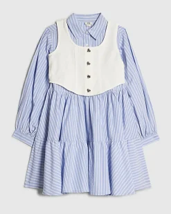 Girls Blue Stripe Hybrid Shirt Dress