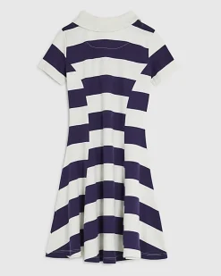 Girls Blue Stripe Polo Dress
