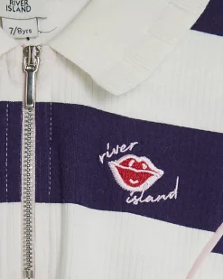 Girls Blue Stripe Polo Dress