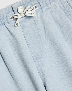 Girls Blue Wide Leg Bow Jeans