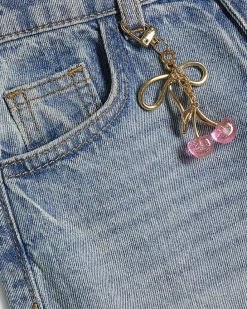Girls Blue Wide Leg Cherry Charm Jeans
