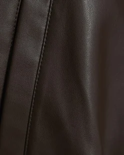 Girls Brown Faux Leather Bomber Jacket