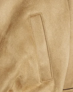 Girls Brown Faux Suede Bomber Jacket