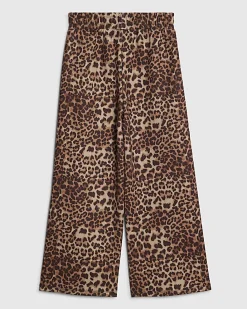 Girls Brown Leopard Side Stripe Trousers