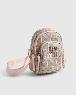 Girls Brown Monogram Bow Cross Body Bag