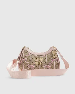 Girls Brown Monogram Bow Scoop Cross body bag