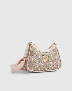 Girls Brown Monogram Bow Scoop Cross body bag