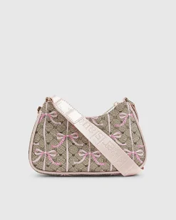 Girls Brown Monogram Bow Scoop Cross body bag