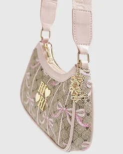 Girls Brown Monogram Bow Scoop Cross body bag