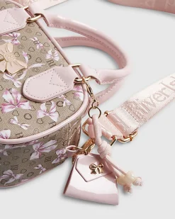 Girls Brown Monogram Bow Charm Bag