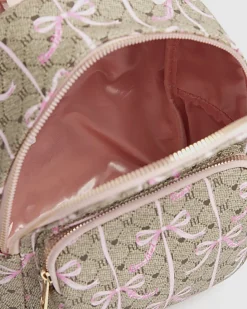 Girls Brown Monogram Bow Backpack