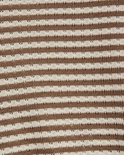 Girls Brown Stripe Textured Wrap T-shirt Set