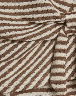 Girls Brown Stripe Textured Wrap T-shirt Set
