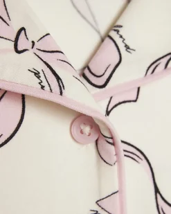 Girls Cream Bow Print Short Sleeve Pyjamas