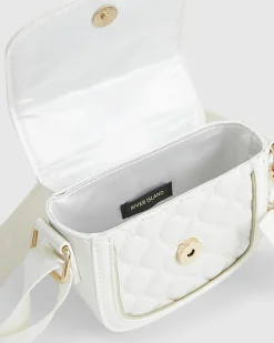 Girls Cream Bow Quilted Cross Body Bag