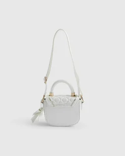 Girls Cream Bow Quilted Cross Body Bag