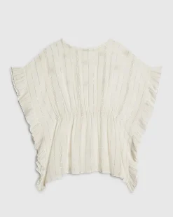 Girls Cream Embellished Kaftan