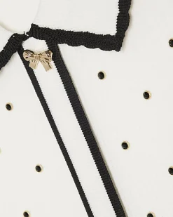 Girls Cream Embellished Polo Dress