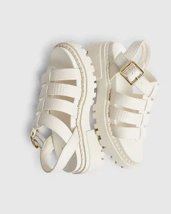Girls Cream Gladiator Caged Sandals