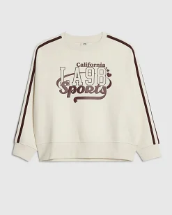 Girls Cream Graphic Side Stripe Sweatshirt
