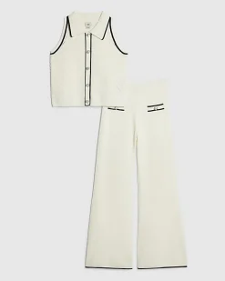 Girls Cream Polo Top Set