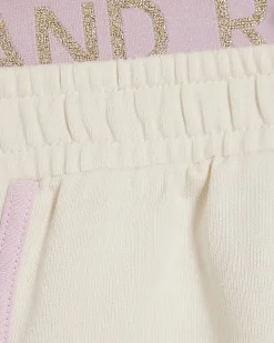 Girls Cream RI Waistband Tank and Shorts Set