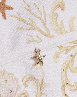 Girls Cream Sealife Chain Print Swimsuit