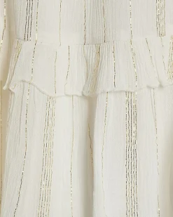 Girls Cream Tiered Dress