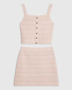 Girls Embellished Top And Skirt Set