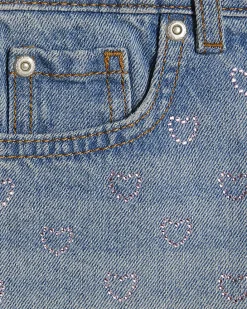Girls Heart Embellished Denim Shorts