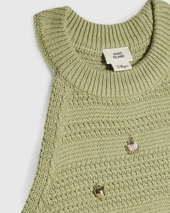 Girls Khaki Charm Crochet Top