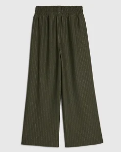 Girls Khaki Pinstripe Wide Leg Trousers