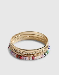 Girls Multi Colour Beaded Bangle Pack Of 4