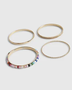 Girls Multi Colour Beaded Bangle Pack Of 4