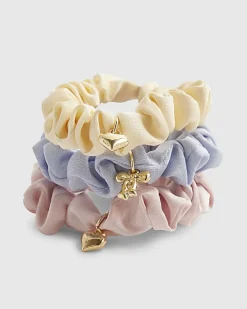 Girls Multi Colour Charm Pack Of 3 Scrunchies